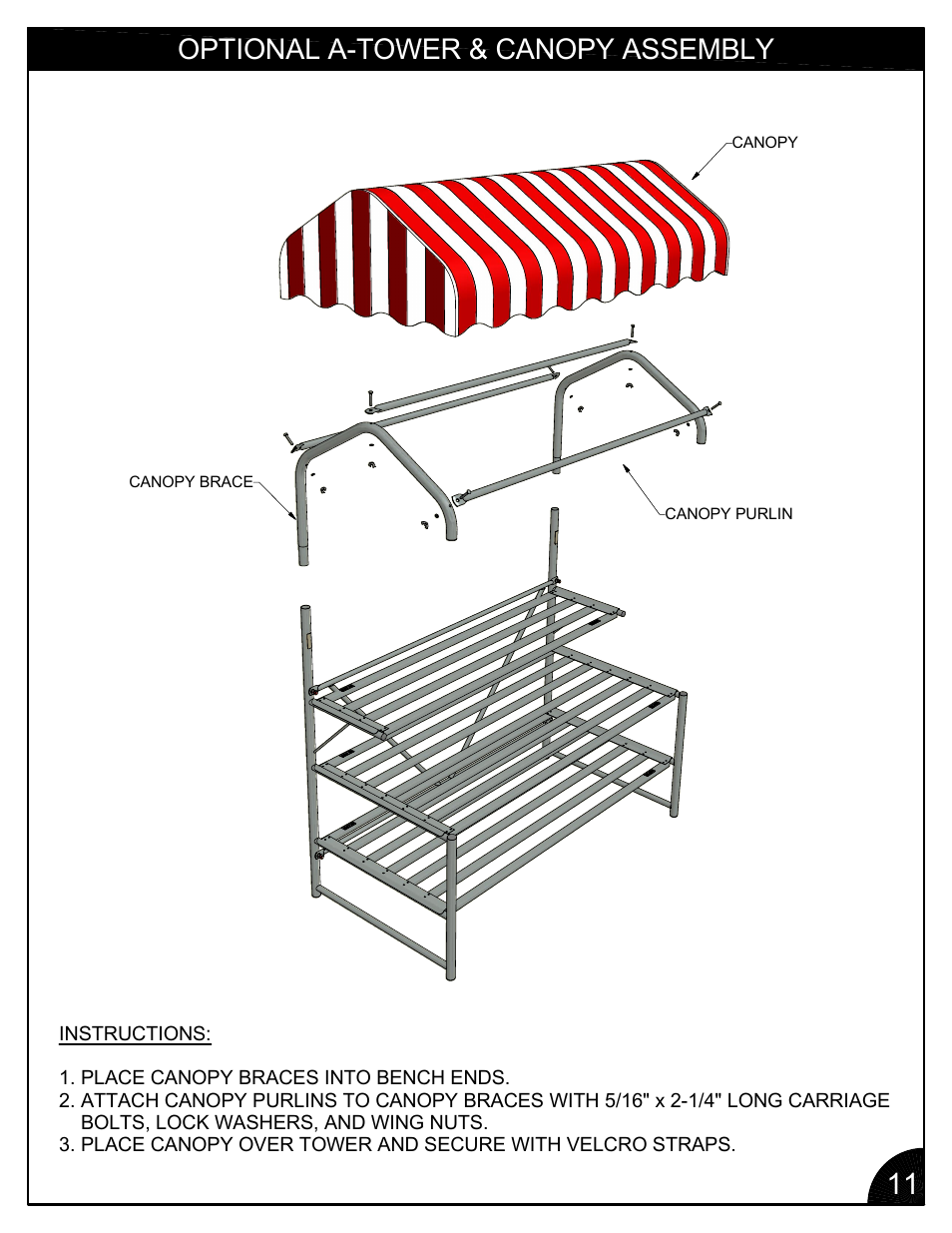 Optional a-tower & canopy assembly | Poly-Tex FB3001 User Manual | Page 11 / 14