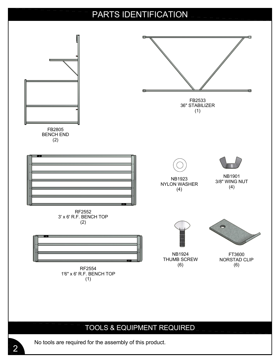 Parts identification, Tools & equipment required | Poly-Tex FB3001 User Manual | Page 2 / 14