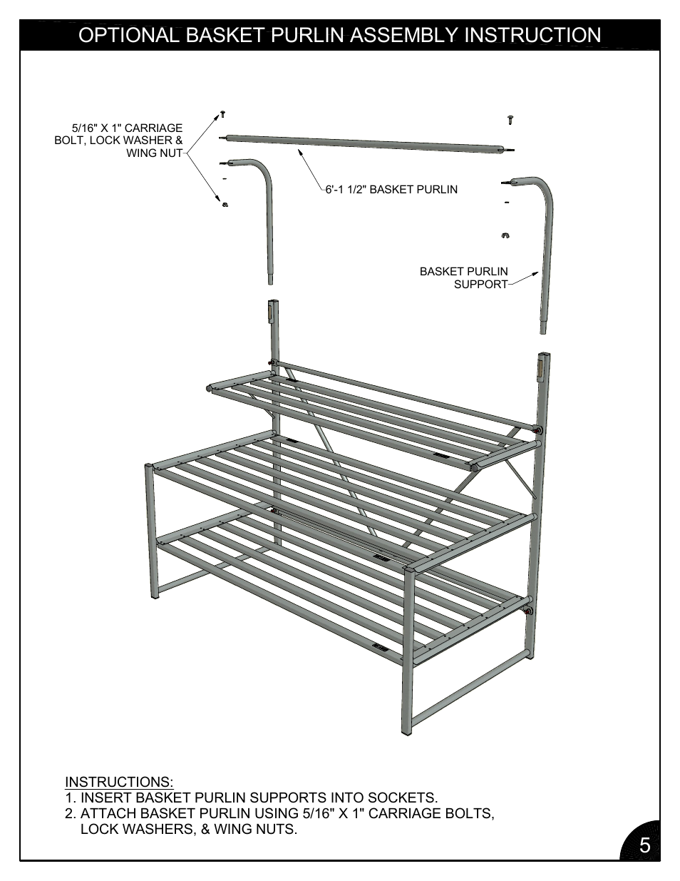 Optional basket purlin assembly instruction | Poly-Tex FB3001 User Manual | Page 5 / 14
