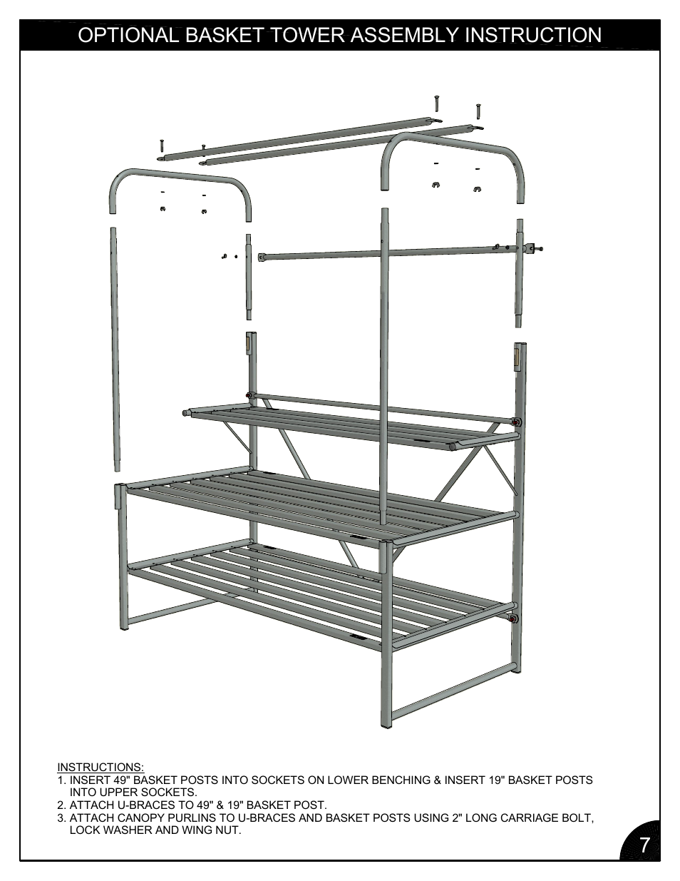 Optional basket tower assembly instruction | Poly-Tex FB3001 User Manual | Page 7 / 14