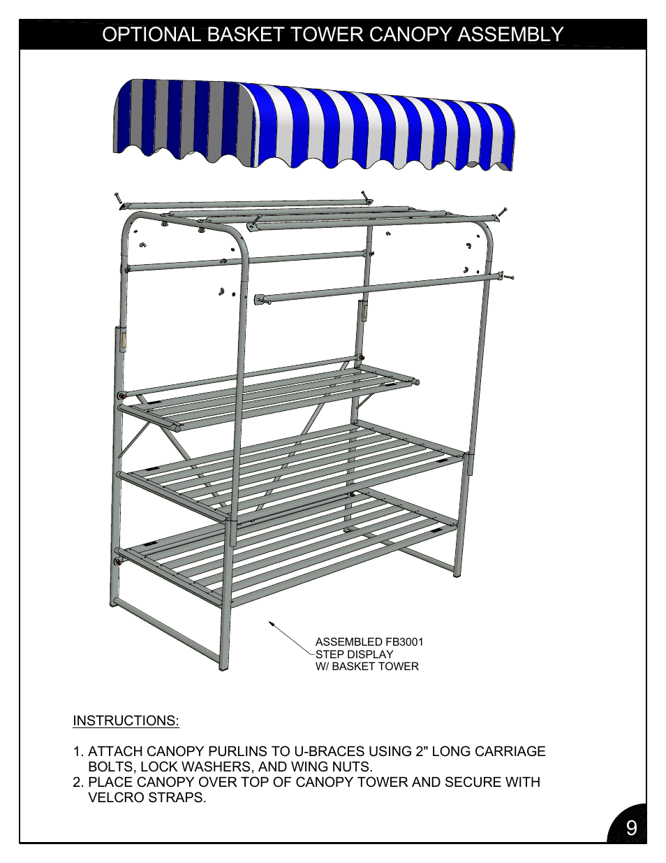 Optional basket tower canopy assembly | Poly-Tex FB3001 User Manual | Page 9 / 14