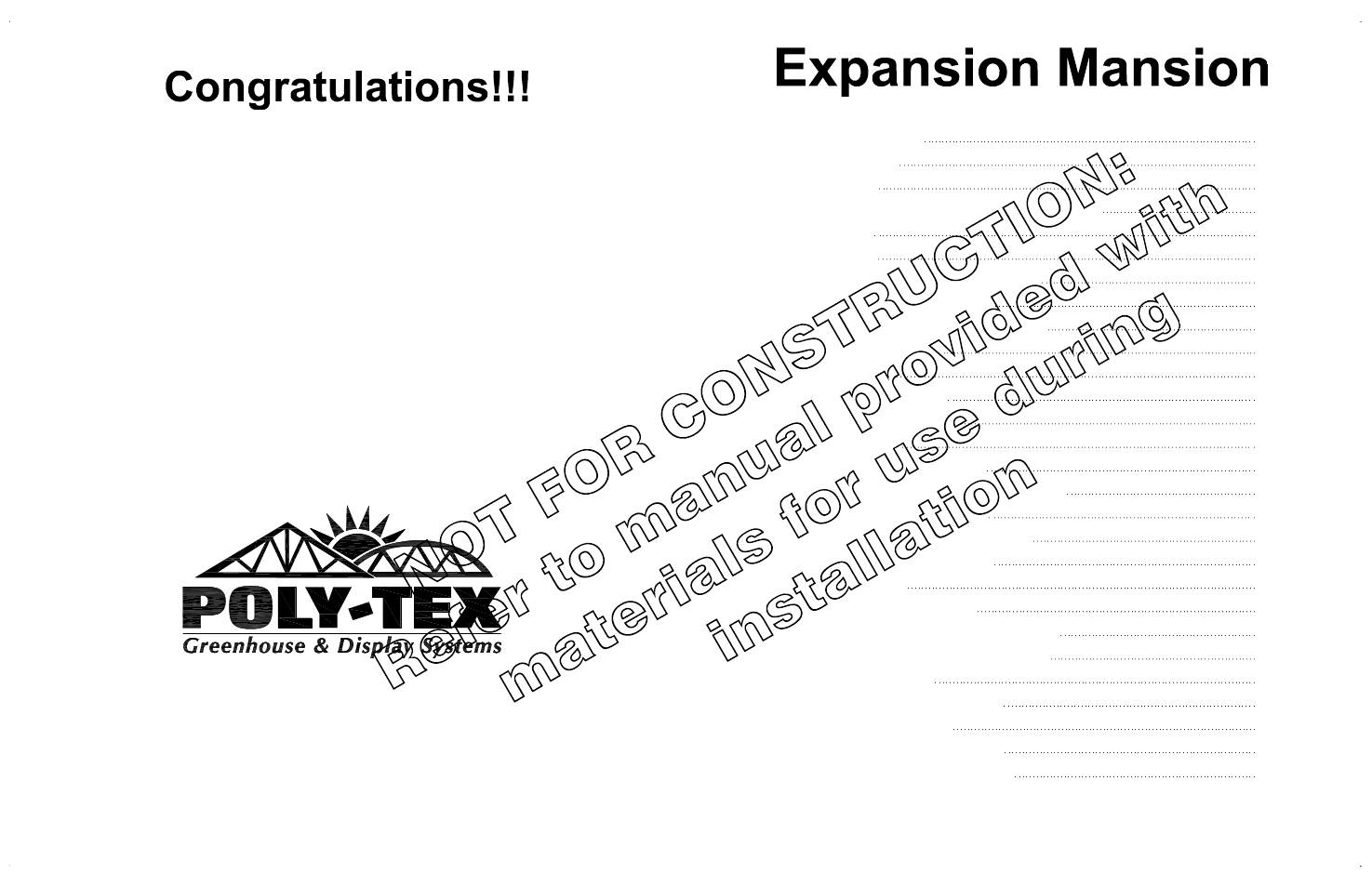 Index | Poly-Tex EXPANSION MANSION User Manual | Page 3 / 31