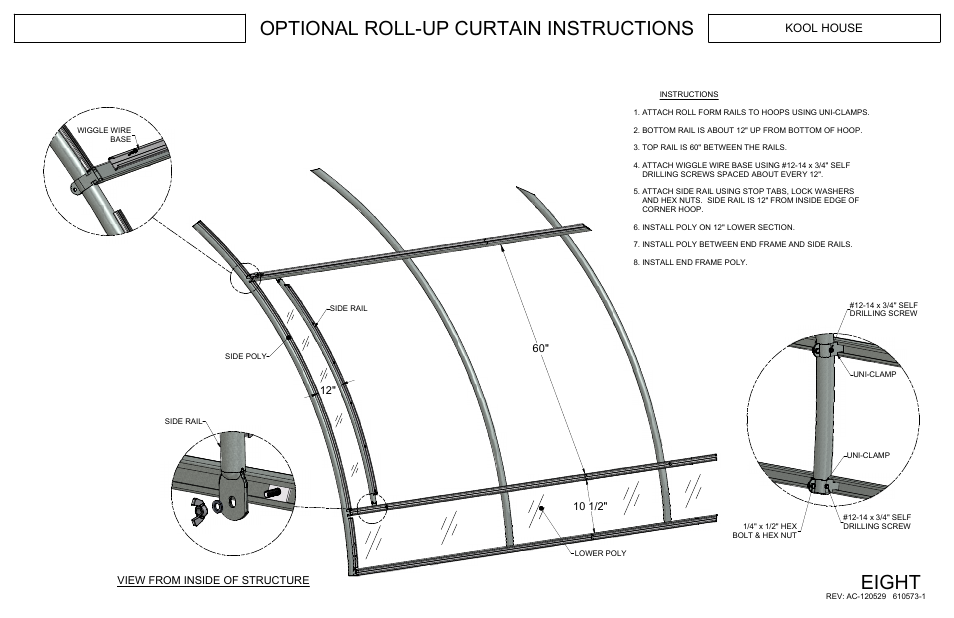 Optional roll-up curtain instructions eight, Kool house | Poly-Tex KOOL HOUSE User Manual | Page 10 / 16