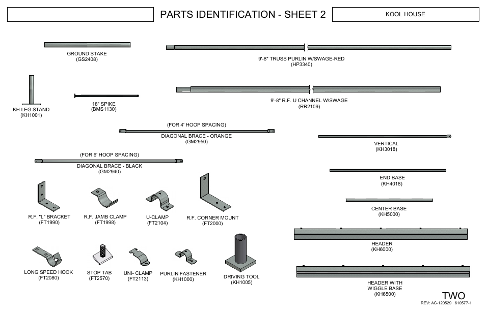 Parts identification - sheet 2 two | Poly-Tex KOOL HOUSE User Manual | Page 4 / 16