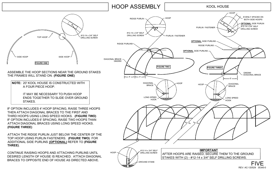 Hoop assembly five, Kool house, Important | Poly-Tex KOOL HOUSE User Manual | Page 7 / 16