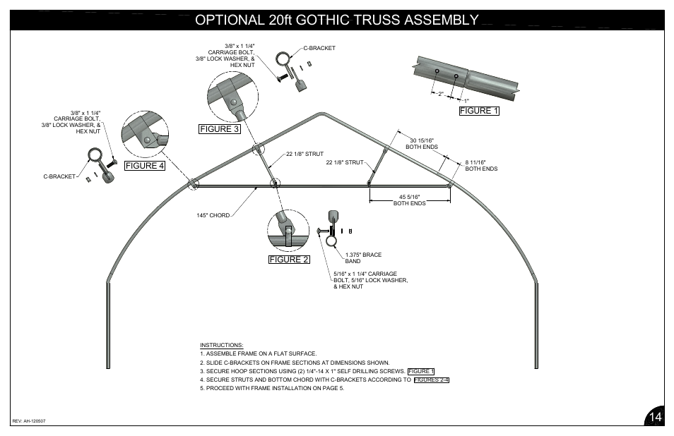 Optional 20ft gothic truss assembly, Figure 1, Figure 2 figure 4 figure 3 | Poly-Tex FieldPro Gothic User Manual | Page 17 / 18