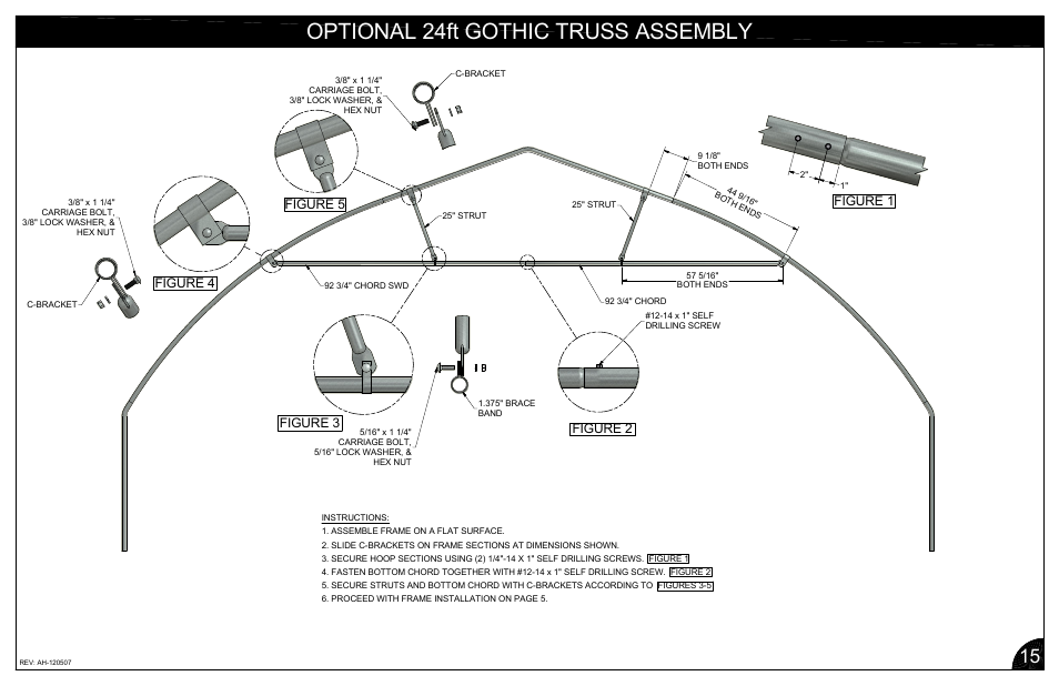 Optional 24ft gothic truss assembly, Figure 1, Figure 2 figure 3 figure 5 figure 4 | Poly-Tex FieldPro Gothic User Manual | Page 18 / 18