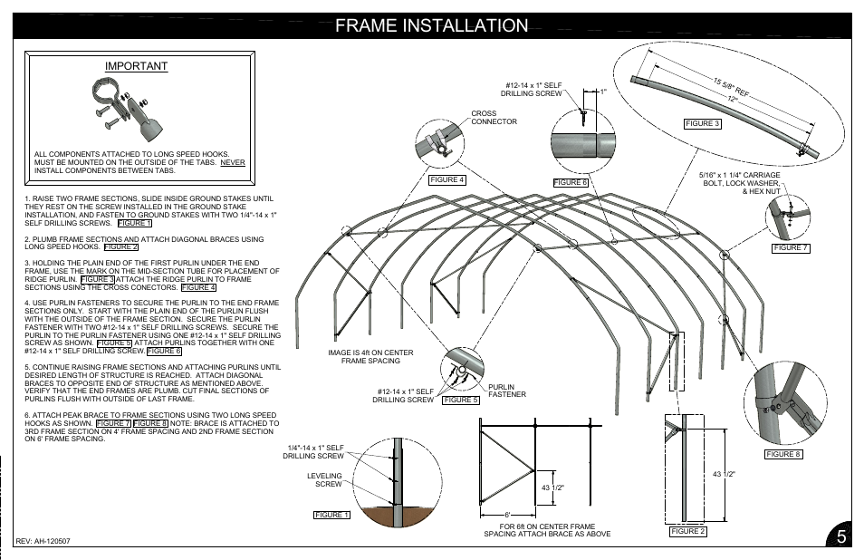 Frame installation 5, Important | Poly-Tex FieldPro Gothic User Manual | Page 8 / 18