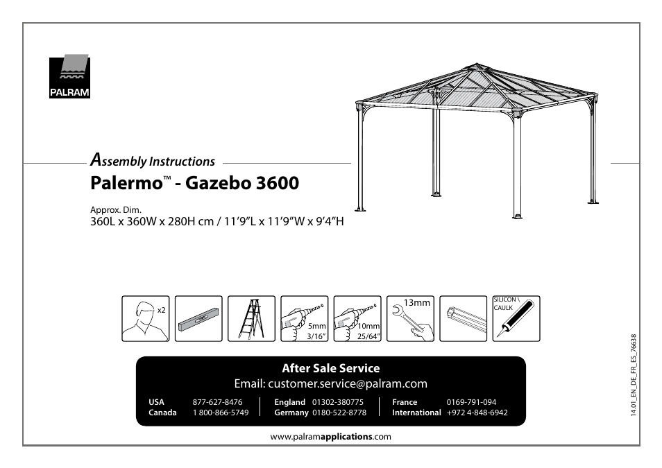 Poly-Tex Palermo - Gazebo 3600 User Manual | 29 pages