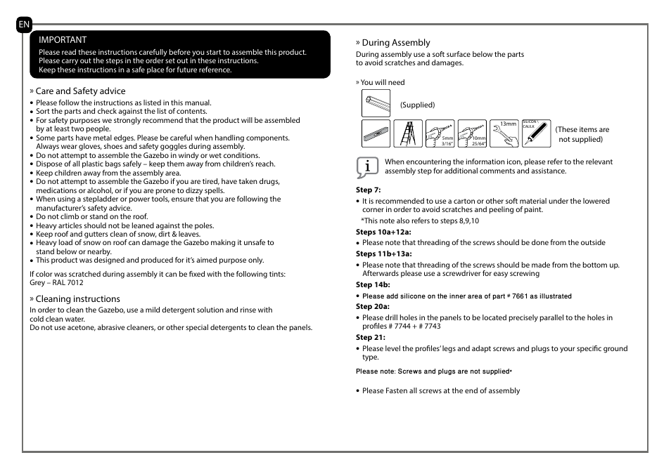 Poly-Tex Palermo - Gazebo 3600 User Manual | Page 2 / 29