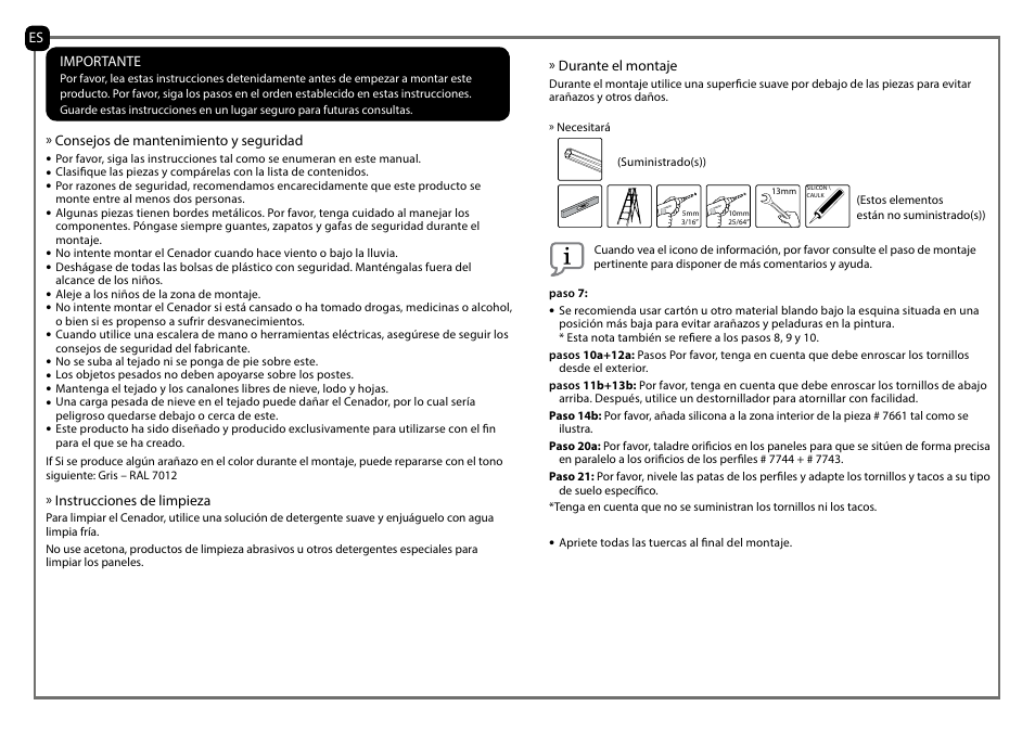 Poly-Tex Palermo - Gazebo 3600 User Manual | Page 3 / 29