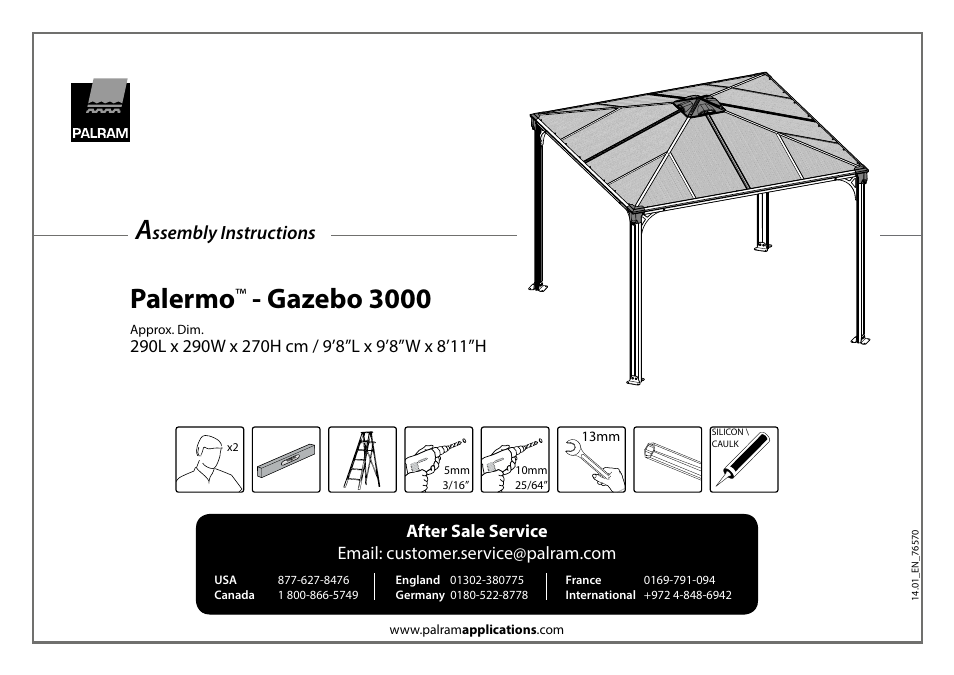 Poly-Tex Palermo - Gazebo 3000 User Manual | 30 pages