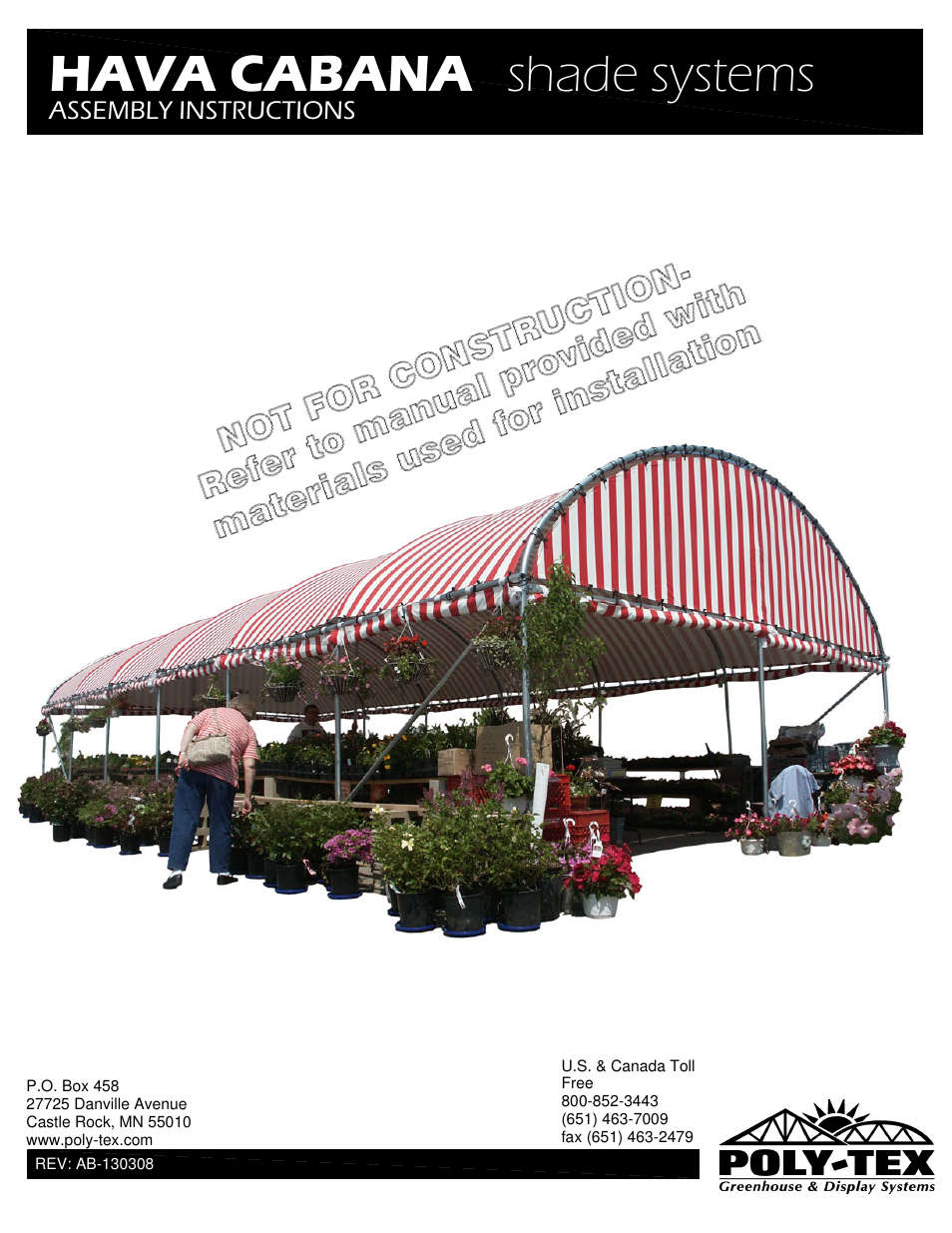 Poly-Tex HAVA CABANA shade systems User Manual | 9 pages