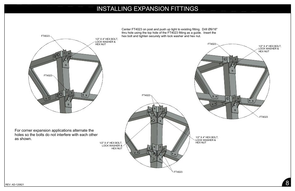 Installing expansion fittings, Mn p | Poly-Tex W-TRUSS shade structure system User Manual | Page 11 / 11