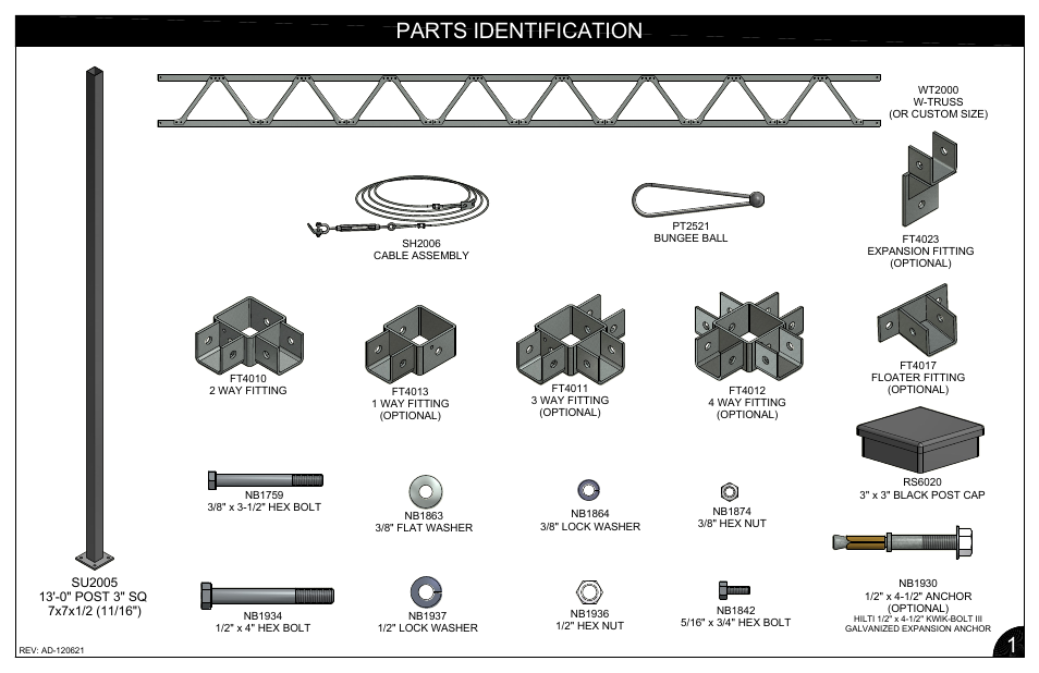 Parts identification | Poly-Tex W-TRUSS shade structure system User Manual | Page 4 / 11