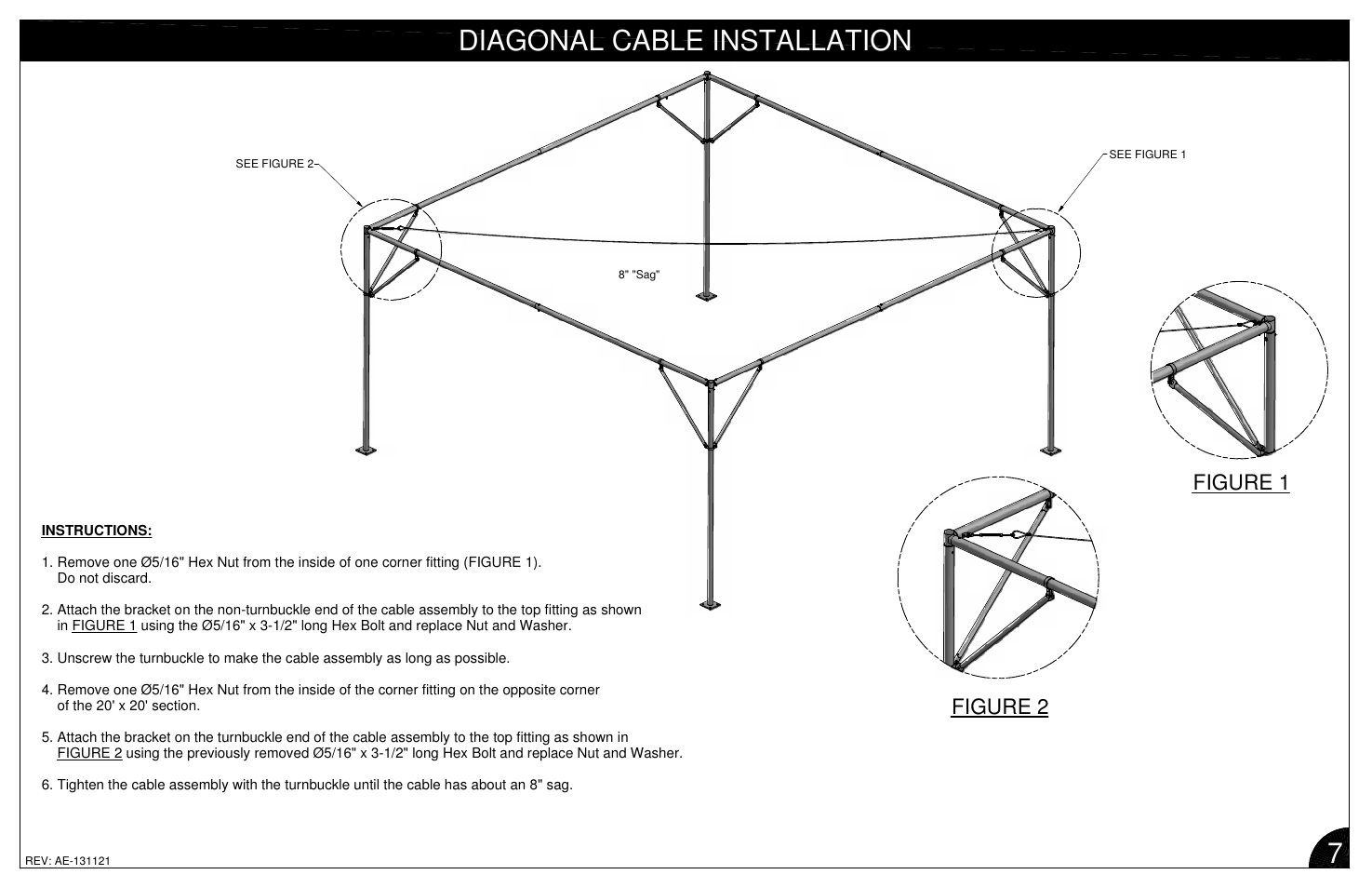 Diagonal cable installation 7, Figure 2 figure 1 | Poly-Tex SUNSTOPPER shade structure system User Manual | Page 10 / 13