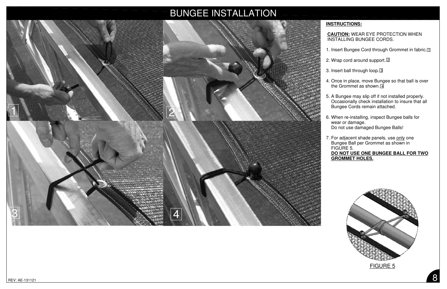 Bungee installation | Poly-Tex SUNSTOPPER shade structure system User Manual | Page 11 / 13