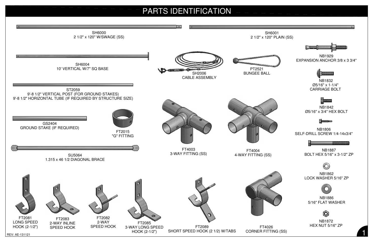 Parts identification 1 | Poly-Tex SUNSTOPPER shade structure system User Manual | Page 4 / 13