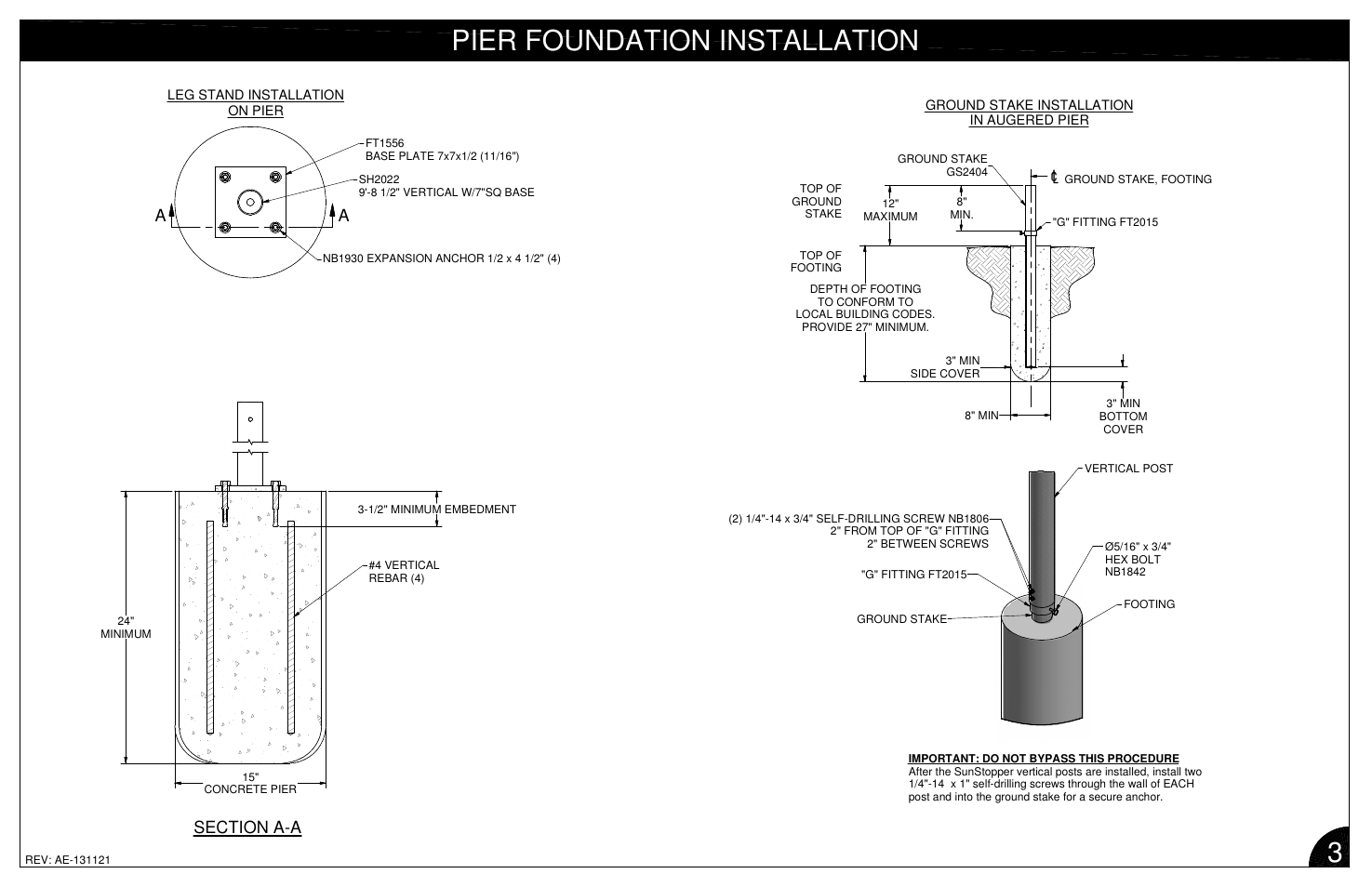Pier foundation installation 3 | Poly-Tex SUNSTOPPER shade structure system User Manual | Page 6 / 13