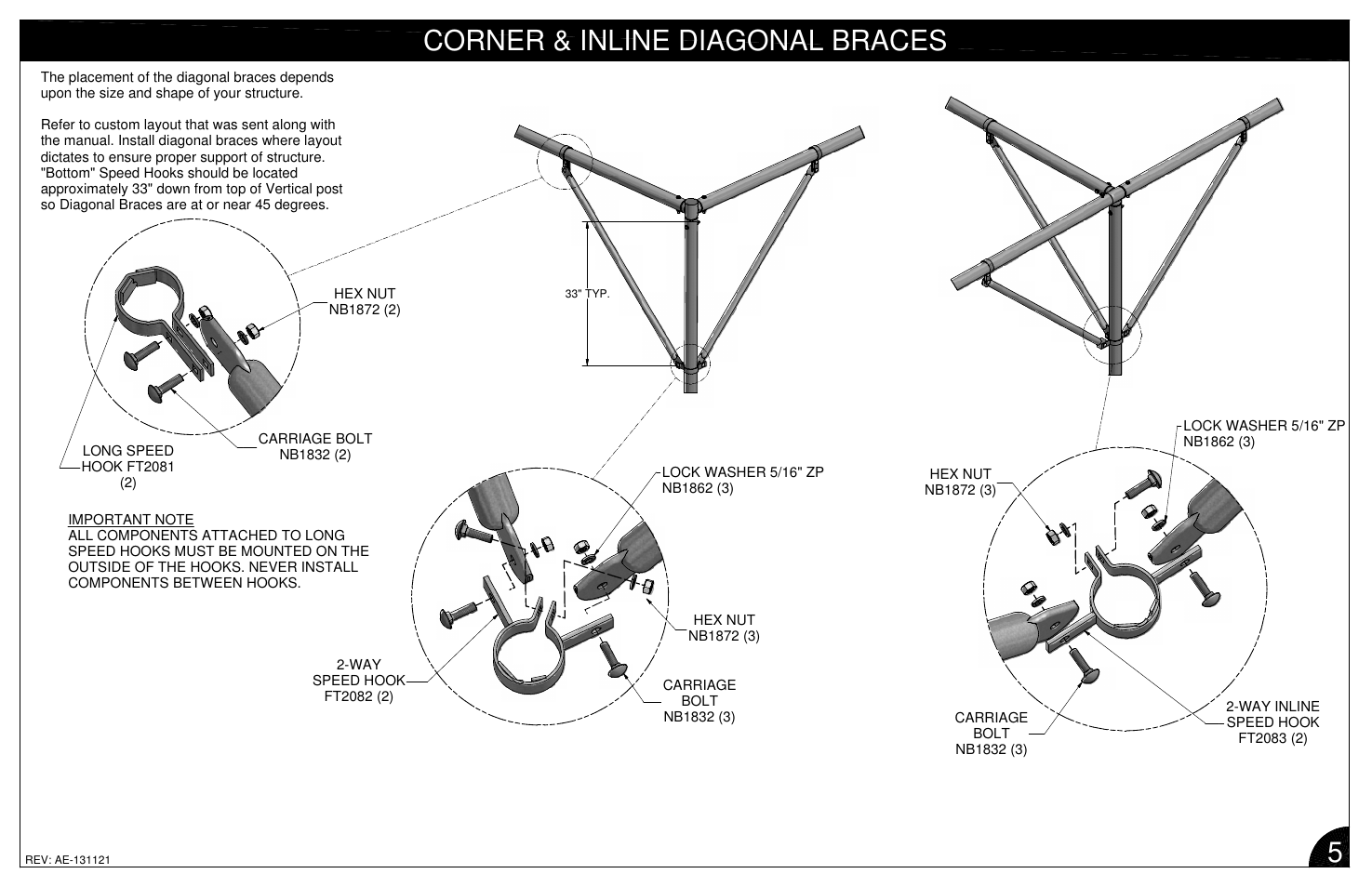 Corner & inline diagonal braces 5 | Poly-Tex SUNSTOPPER shade structure system User Manual | Page 8 / 13