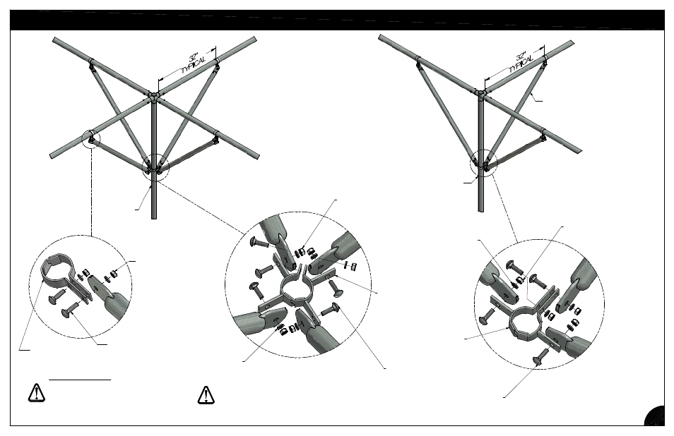 Diagonal braces for 3-way & 4-way | Poly-Tex SUN SHADOW shade structure system User Manual | Page 7 / 11