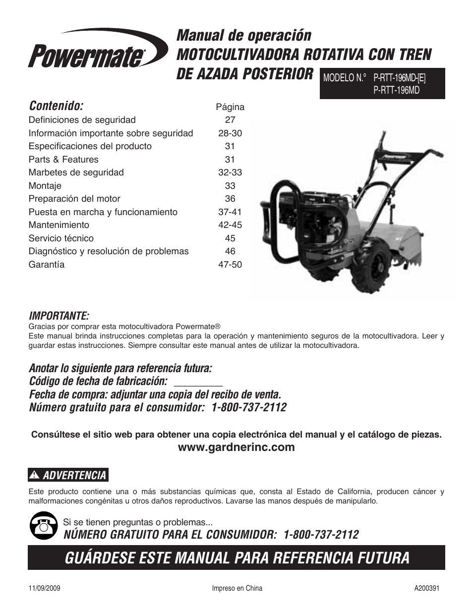 Powermate P-RTT-196MD User Manual | Page 27 / 52