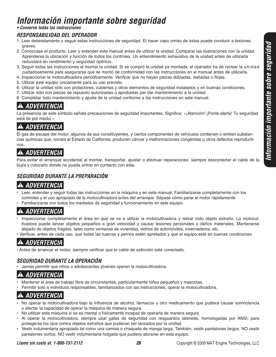 Información importante sobre seguridad, Advertencia | Powermate P-RTT-196MD User Manual | Page 29 / 52