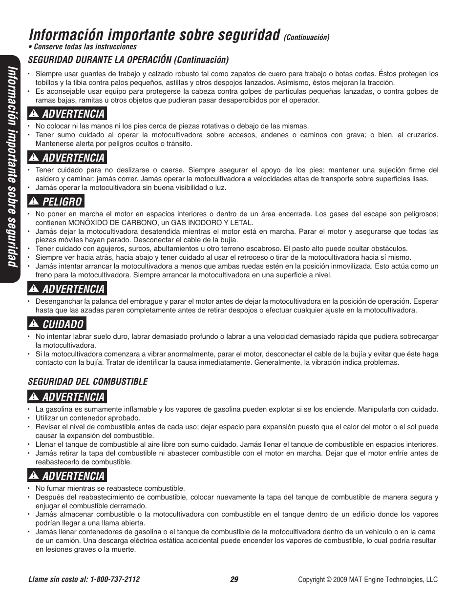Información importante sobre seguridad, Advertencia, Peligro | Cuidado | Powermate P-RTT-196MD User Manual | Page 30 / 52