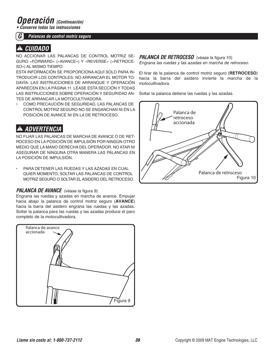Operación, Cuidado, Advertencia | Powermate P-RTT-196MD User Manual | Page 40 / 52