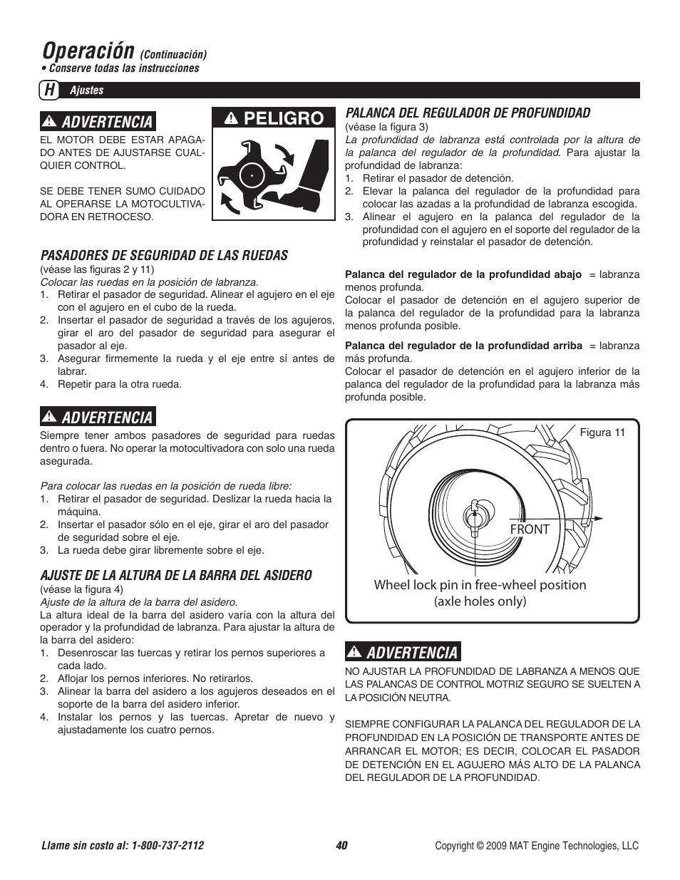 Operación, Advertencia | Powermate P-RTT-196MD User Manual | Page 41 / 52