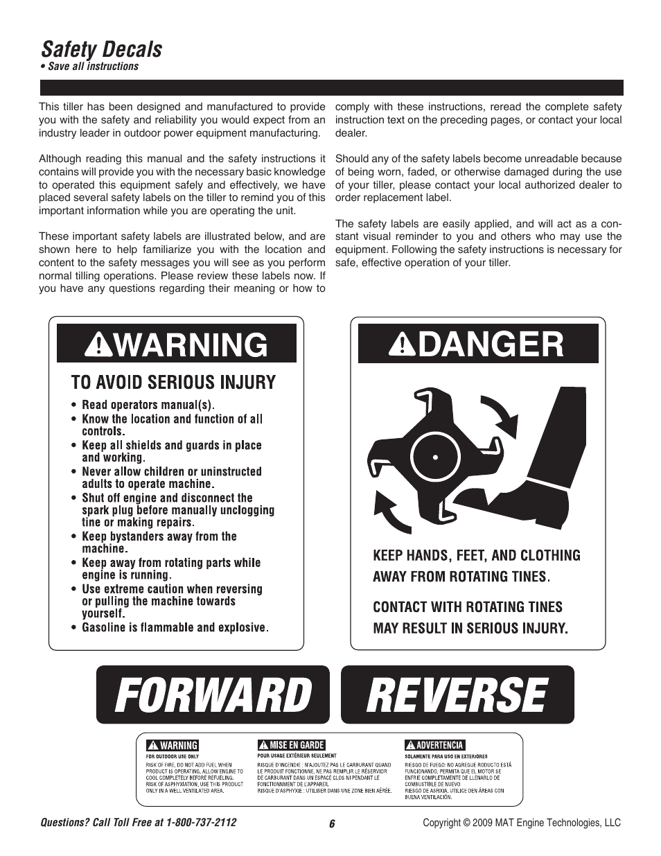 Safety decals | Powermate P-RTT-196MD User Manual | Page 7 / 52