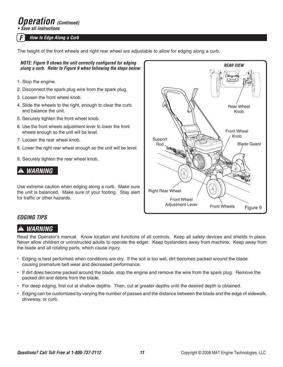 Operation, Warning | Powermate P-WLE-1639 User Manual | Page 12 / 44