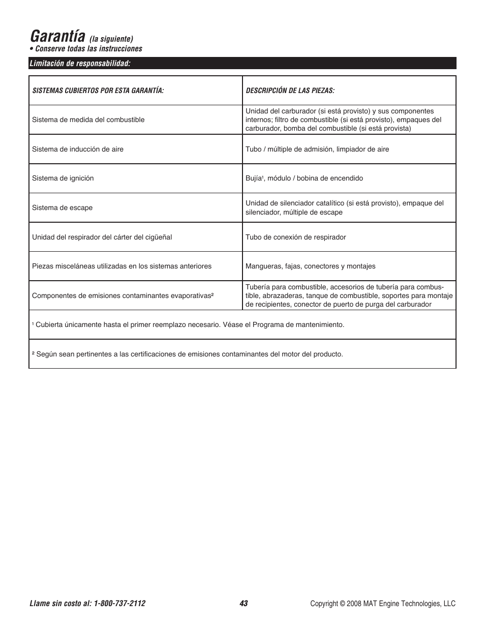 Garantía | Powermate P-WLE-1639 User Manual | Page 44 / 44