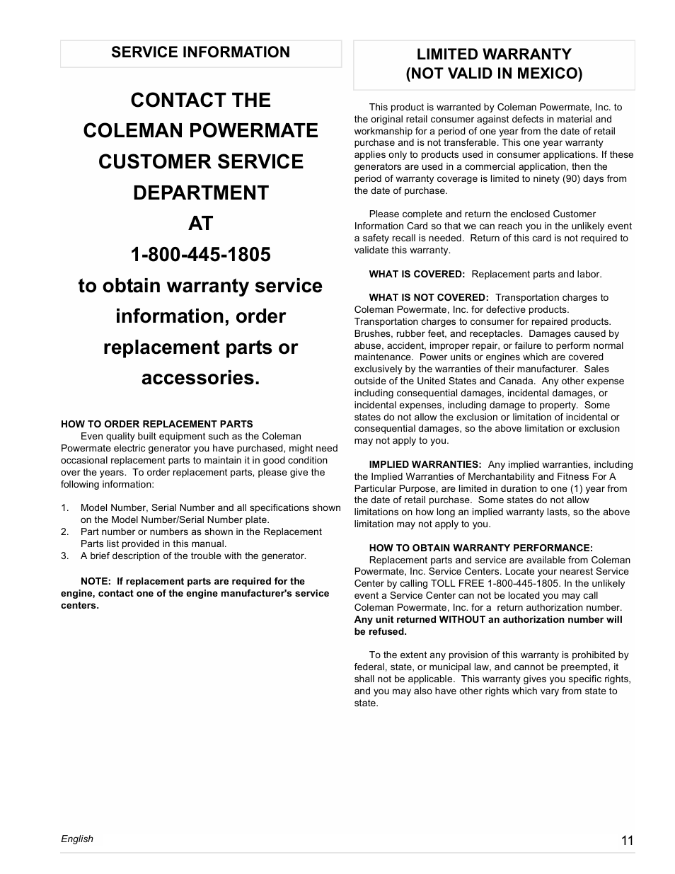 Powermate PC0401852 User Manual | Page 11 / 36