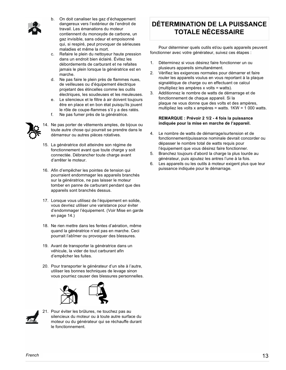 Détermination de la puissance totale nécessaire | Powermate PC0401852 User Manual | Page 13 / 36