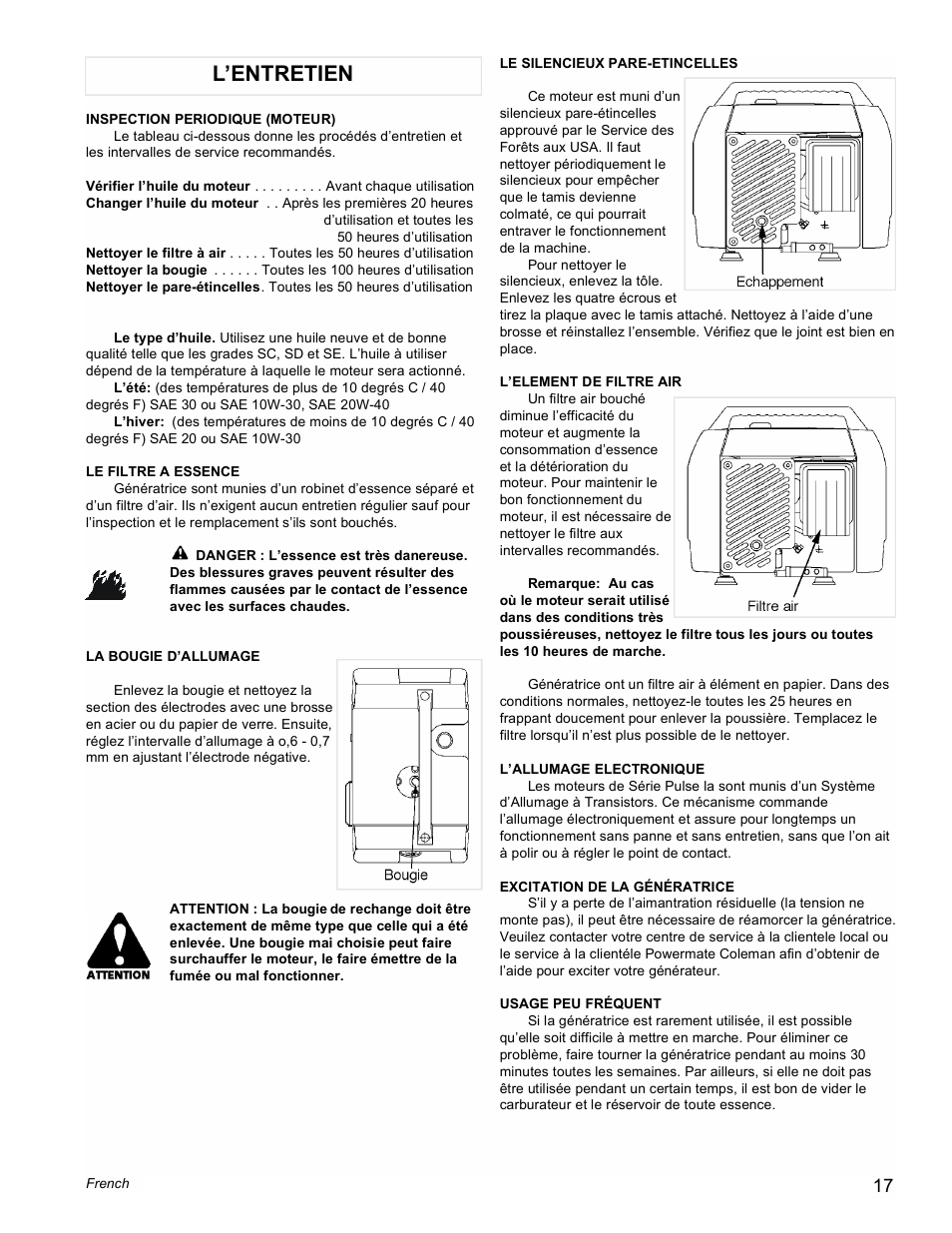 L’entretien | Powermate PC0401852 User Manual | Page 17 / 36