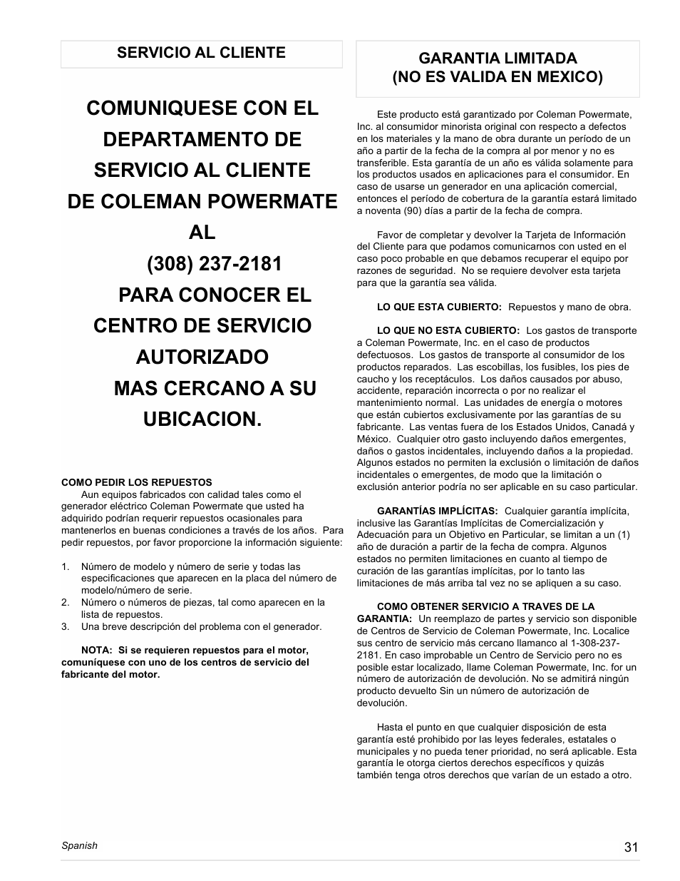 Powermate PC0401852 User Manual | Page 31 / 36
