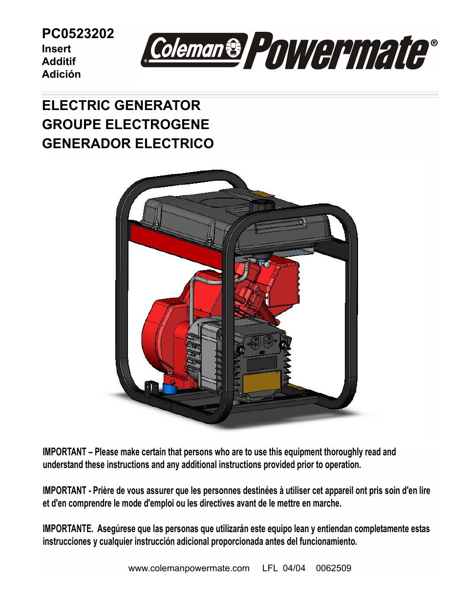 Powermate PC0523202 User Manual | 8 pages