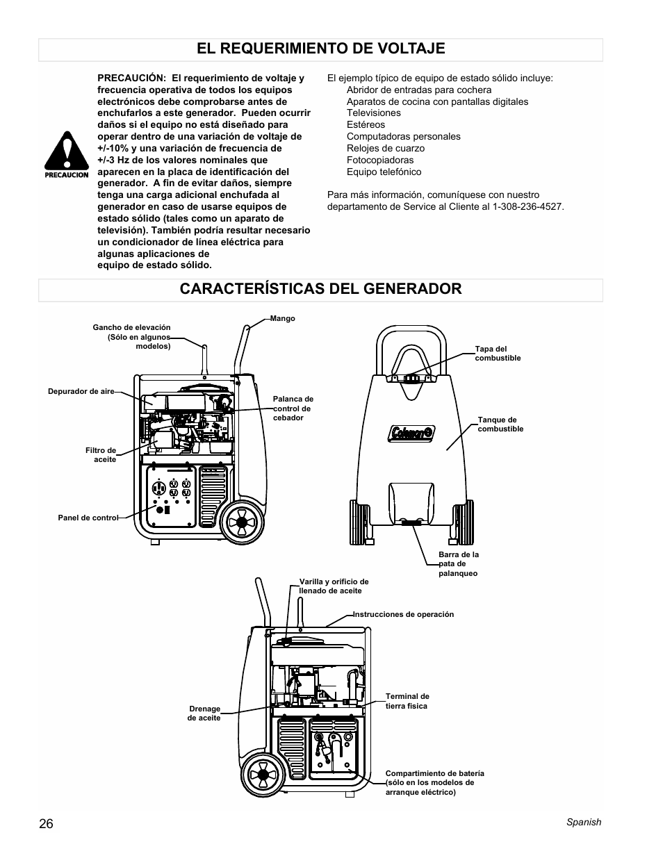 Características del generador, El requerimiento de voltaje | Powermate PM0558023.01 User Manual | Page 26 / 42