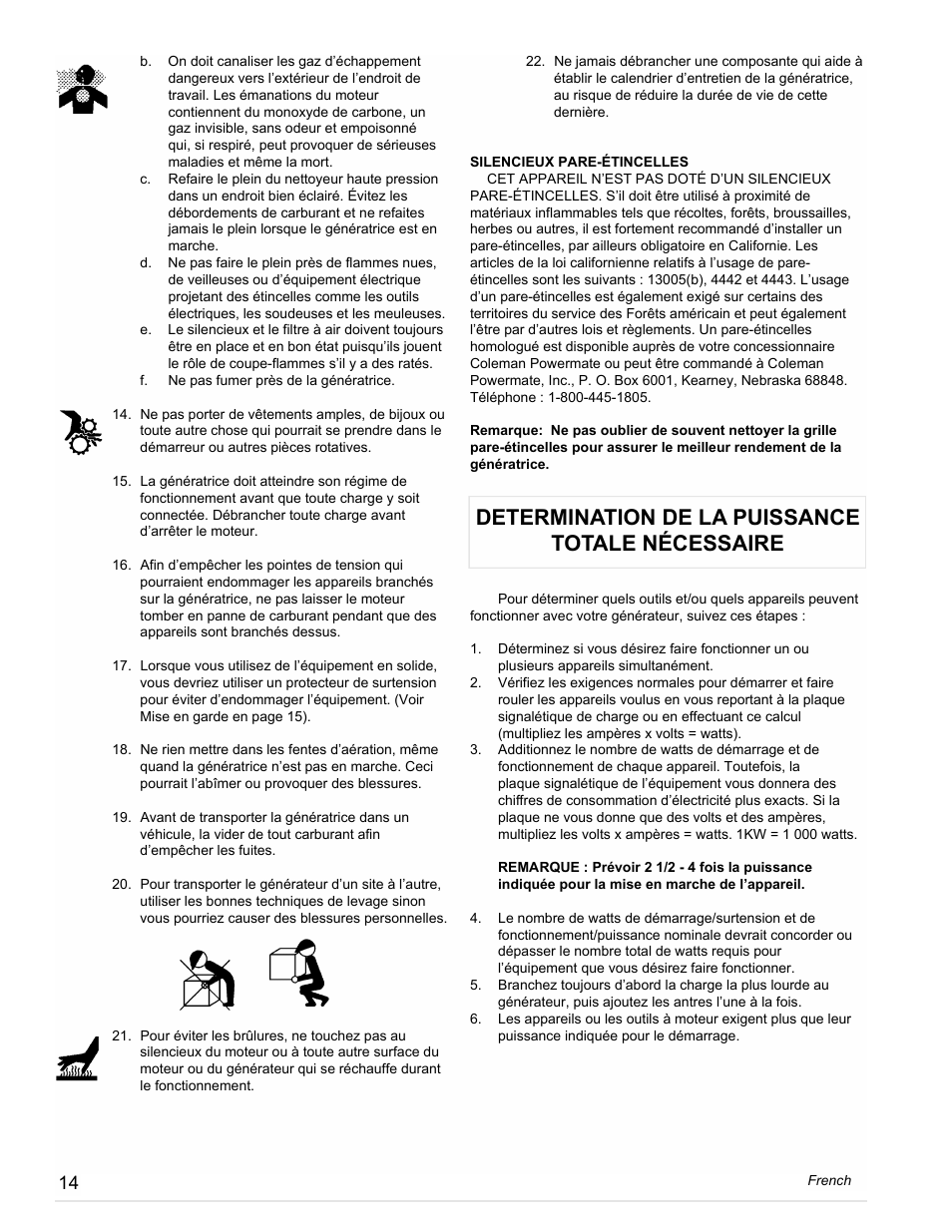 Determination de la puissance totale nécessaire | Powermate PM0612023 User Manual | Page 14 / 42