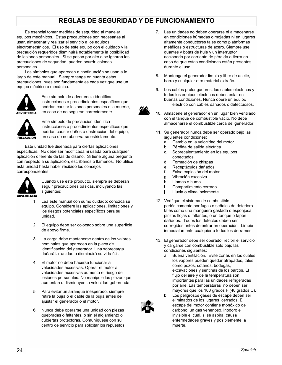 Reglas de seguridad y de funcionamiento | Powermate PM0612023 User Manual | Page 24 / 42