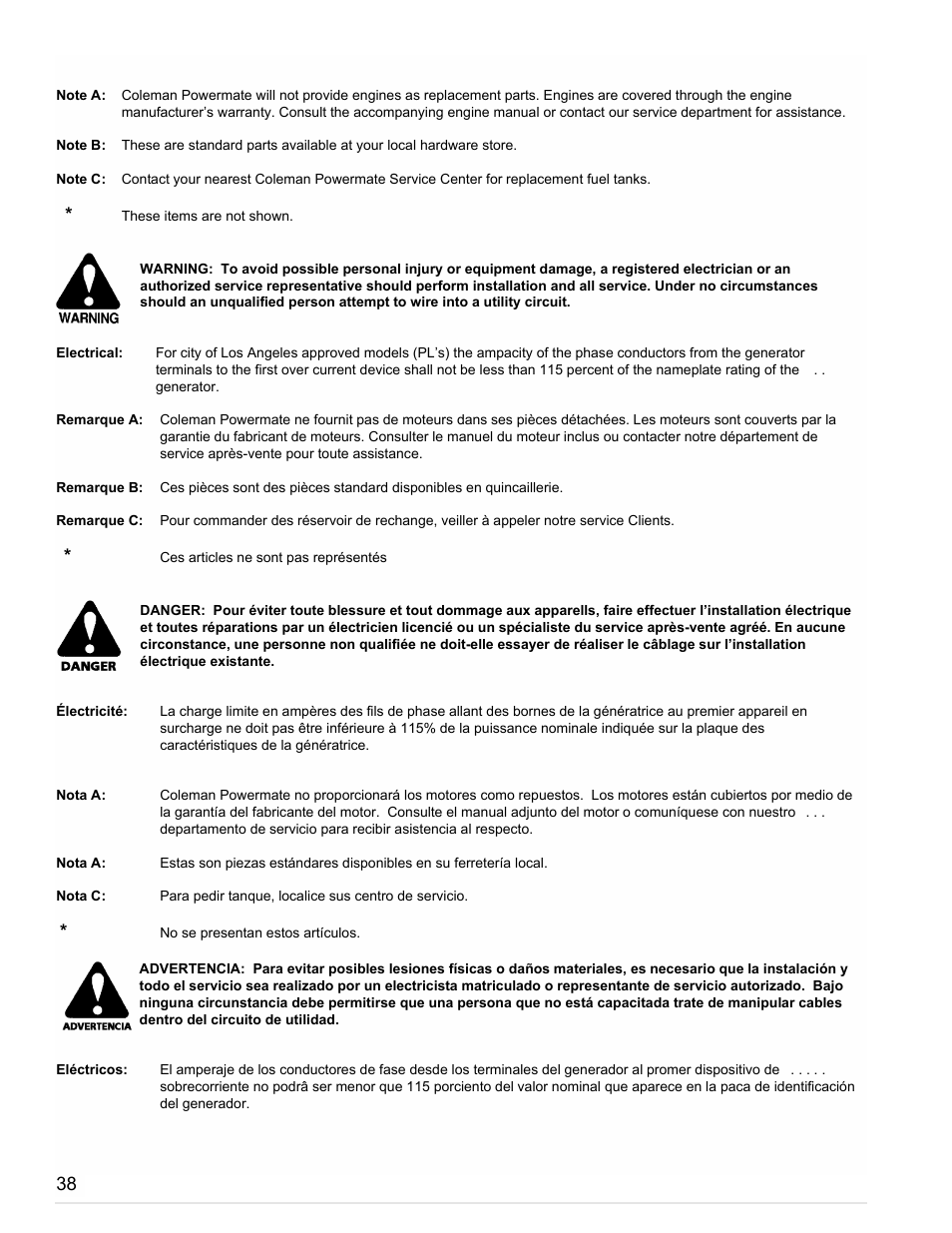 Powermate PM0612023 User Manual | Page 38 / 42