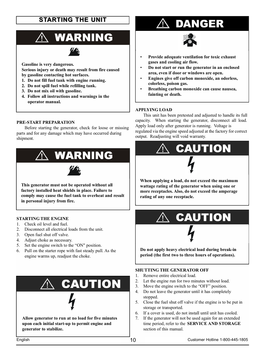 Starting the unit | Powermate PM0103008.01 User Manual | Page 10 / 44