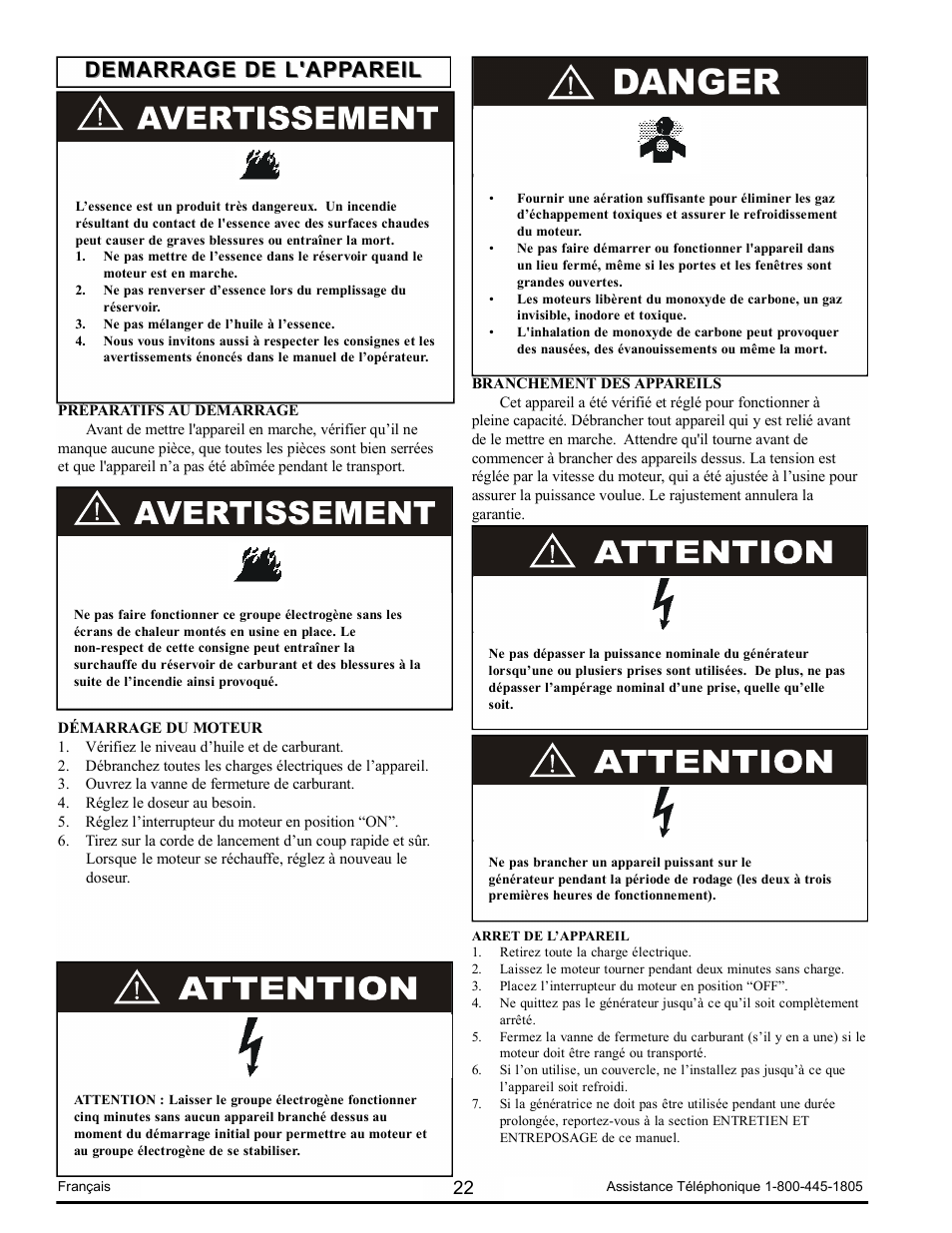 Demarrage de l'appareil | Powermate PM0103008.01 User Manual | Page 22 / 44