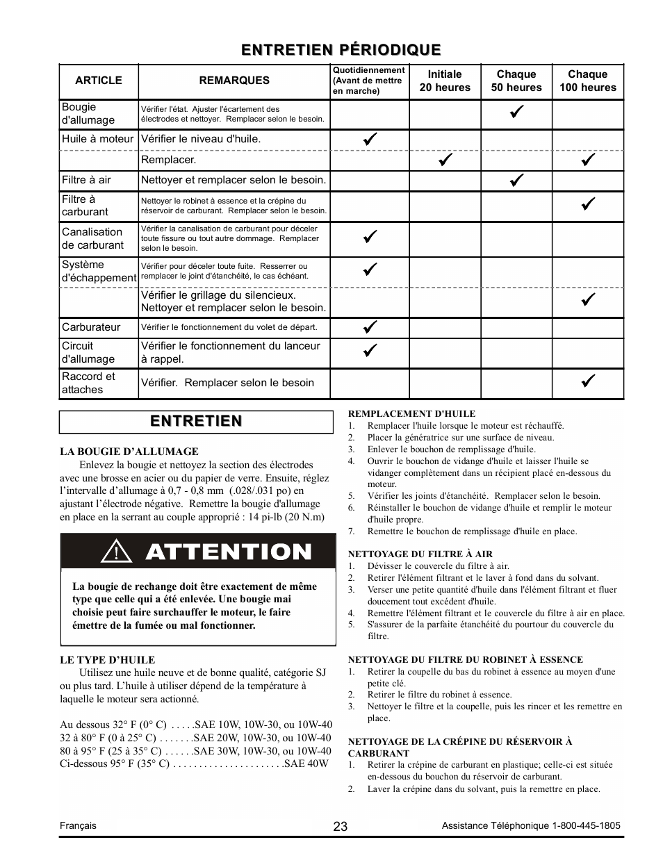 Entretien, Entretien périodique | Powermate PM0103008.01 User Manual | Page 23 / 44