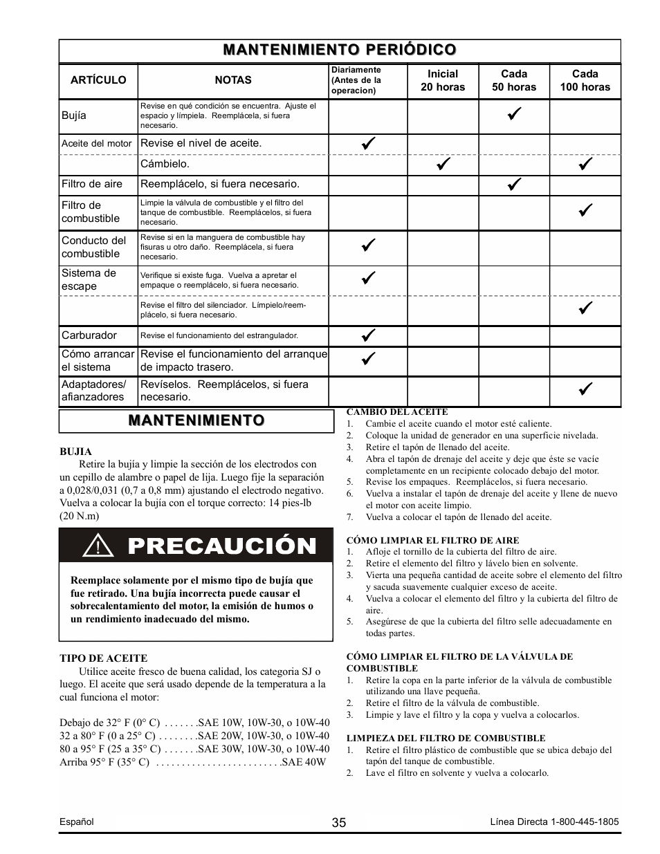 Mantenimiento, Mantenimiento periódico | Powermate PM0103008.01 User Manual | Page 35 / 44