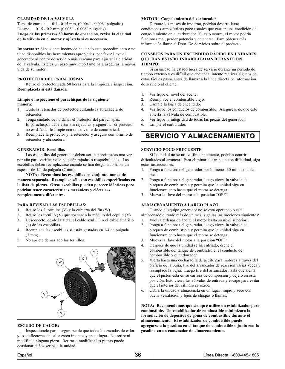 Servicio y almacenamiento | Powermate PM0103008.01 User Manual | Page 36 / 44