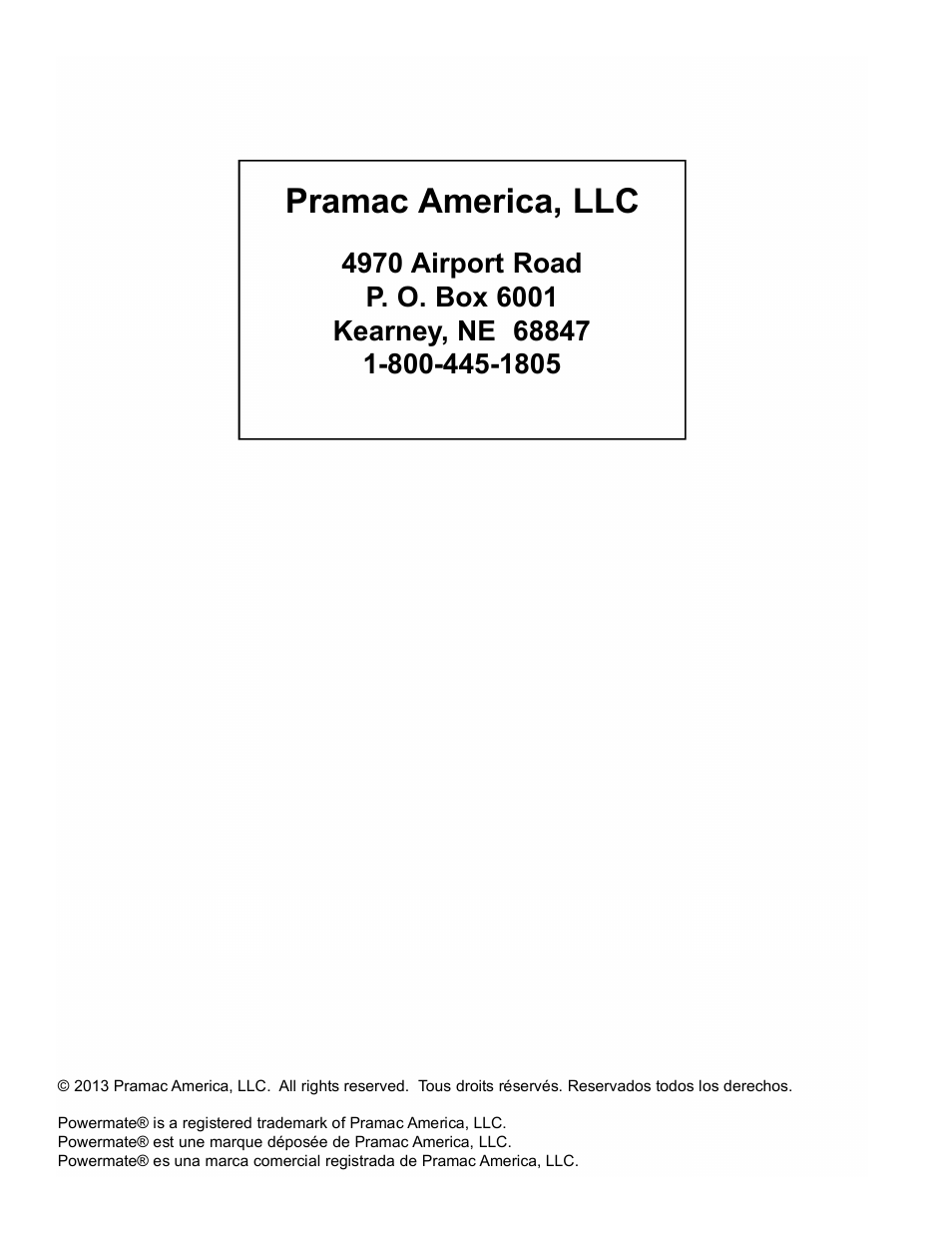 Pramac america, llc | Powermate PM0103008.01 User Manual | Page 44 / 44