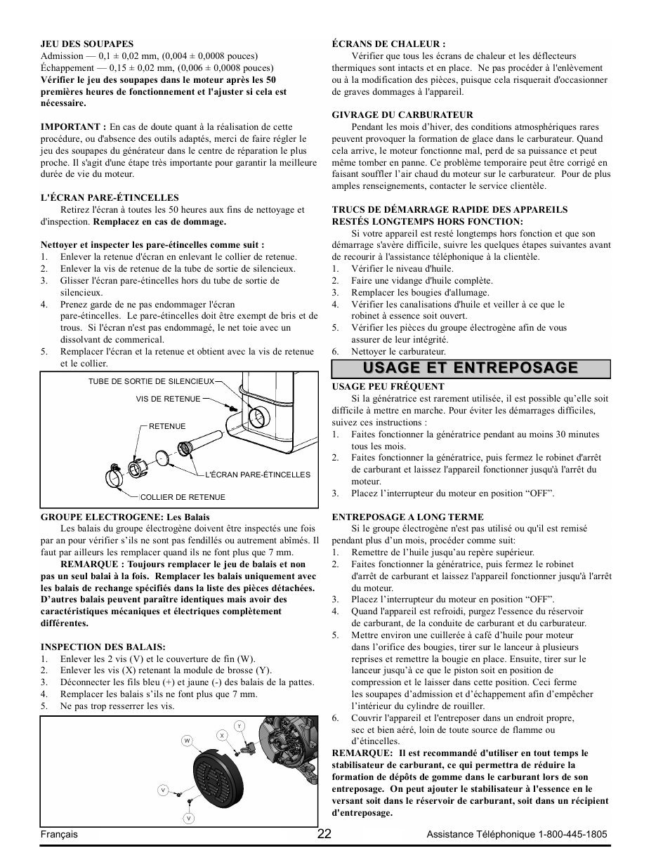 Usage et entreposage | Powermate PM0123250.03 User Manual | Page 22 / 40