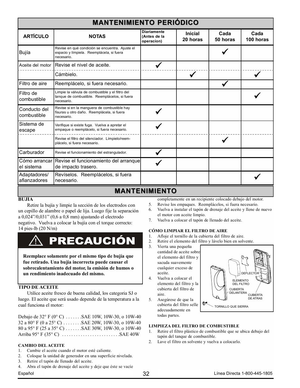 Mantenimiento, Mantenimiento periódico | Powermate PM0123250.03 User Manual | Page 32 / 40